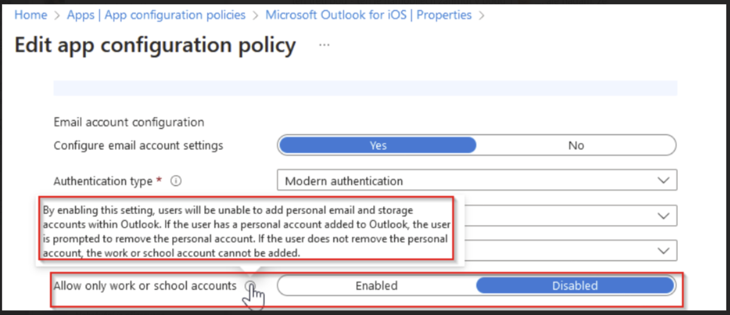 Protection against adding non-Microsoft accounts into Outlook